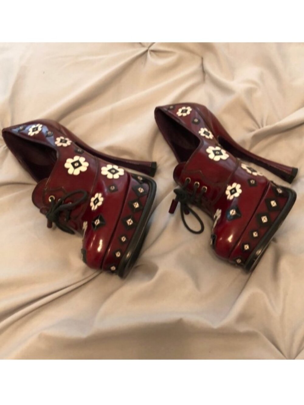 PRADA floral clog heels shoes oxford booties size 37 (runs like 6.5) - Picture 4 of 11